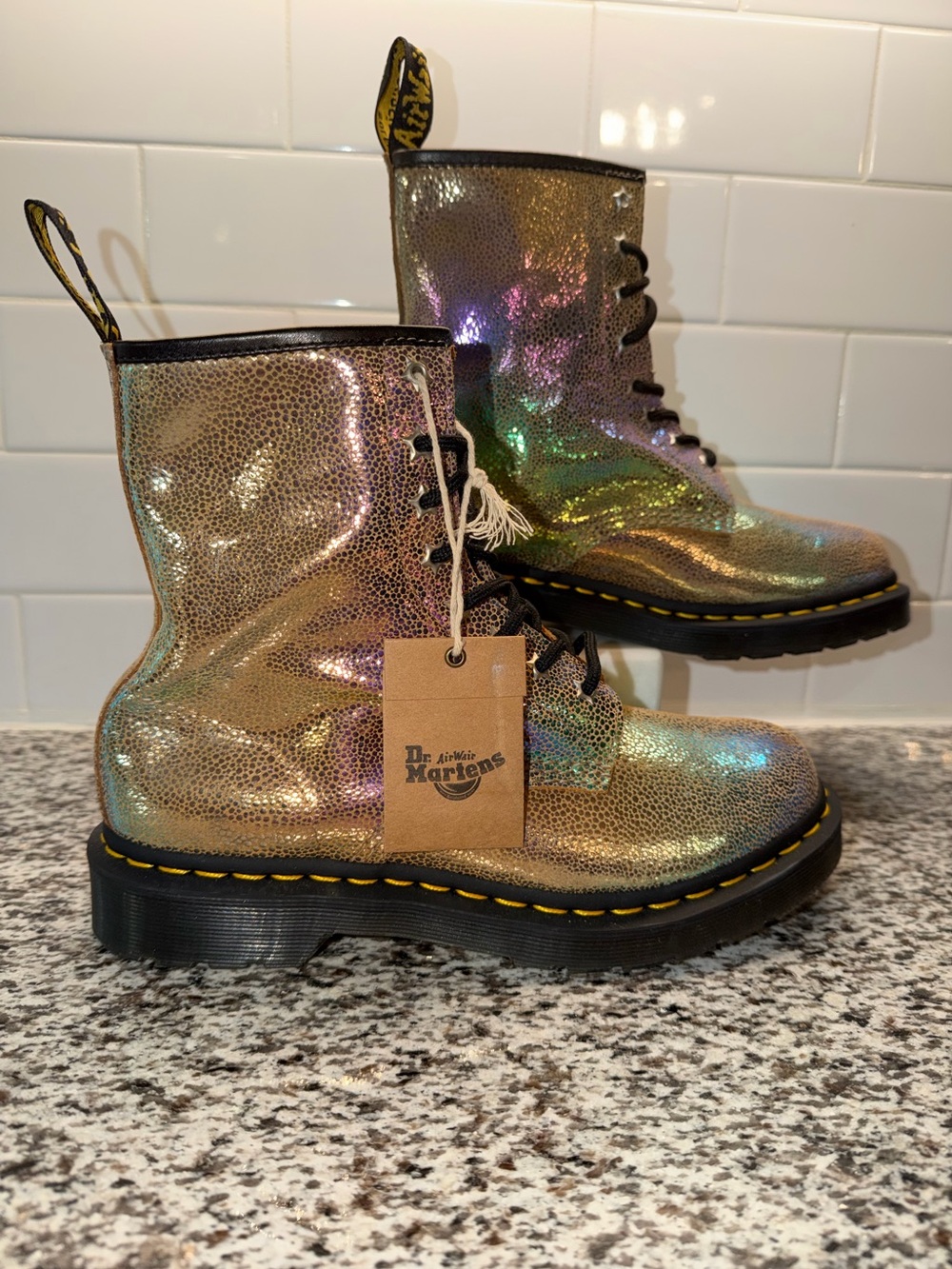 NWT Dr. Martens 1460 Rainbow Ray Iridescent Metallic Suede Boots - US 8 / UK 6